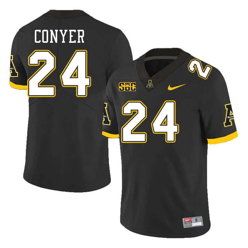 Appalachian State Mountaineers #24 Cristian Conyer College Football Jerseys Stitched-Black